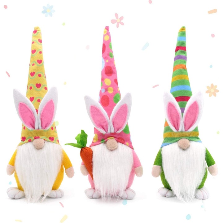 Set decorativ iepuras de Paste, 3 piese, pentru camera fetita