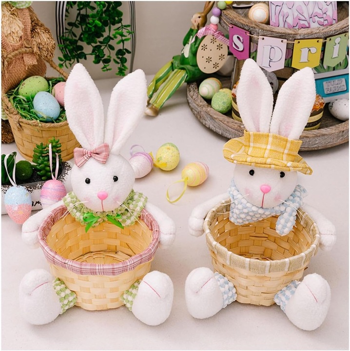 Decoratiuni de Paste, set cu iepuras, cosuri de bomboane, cosuri pentru oua, cutii de cadou, accesorii pentru masa copiilor