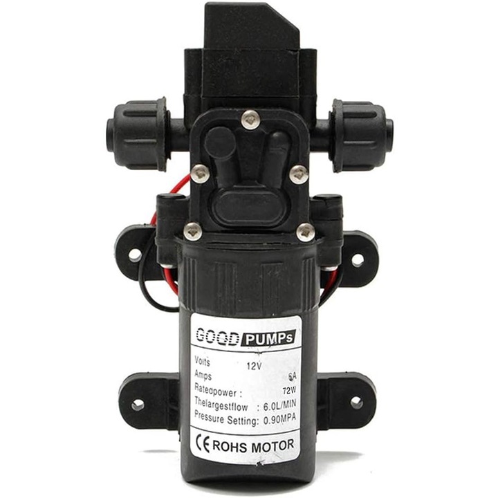 12V DC nagynyomású szivattyú, 6 l/perc, önfelszívó vízszivattyú, automata kapcsoló autómosáshoz, hajótisztításhoz és kerti öntözéshez