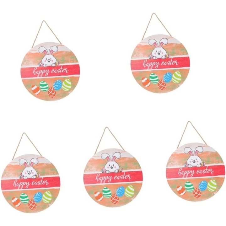 Set de 5 semne suspendate de Paste, semne de bun venit, semne pentru usa de intrare, accesorii decorative