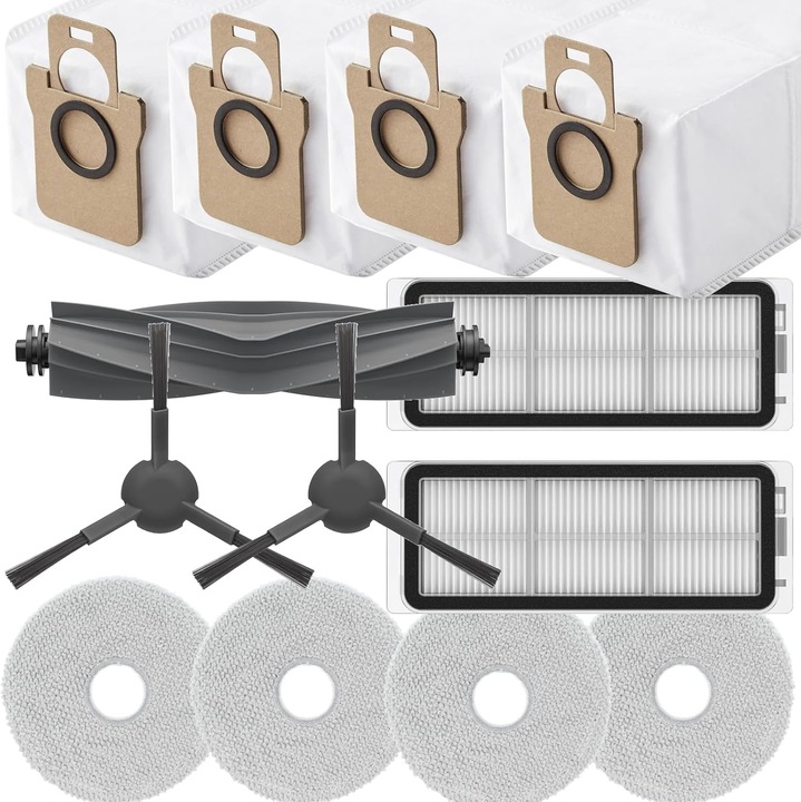 Set accesorii 13 piese pentru aspirator Dreame L20 Ultra, 1 perie principala, 2 perii laterale, 2 filtre, 4 saci de praf, 4 mopuri
