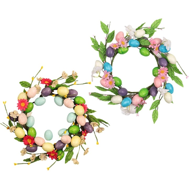 Seturi de coroane de Paste cu oua artificiale, accesorii decorative, multicolor