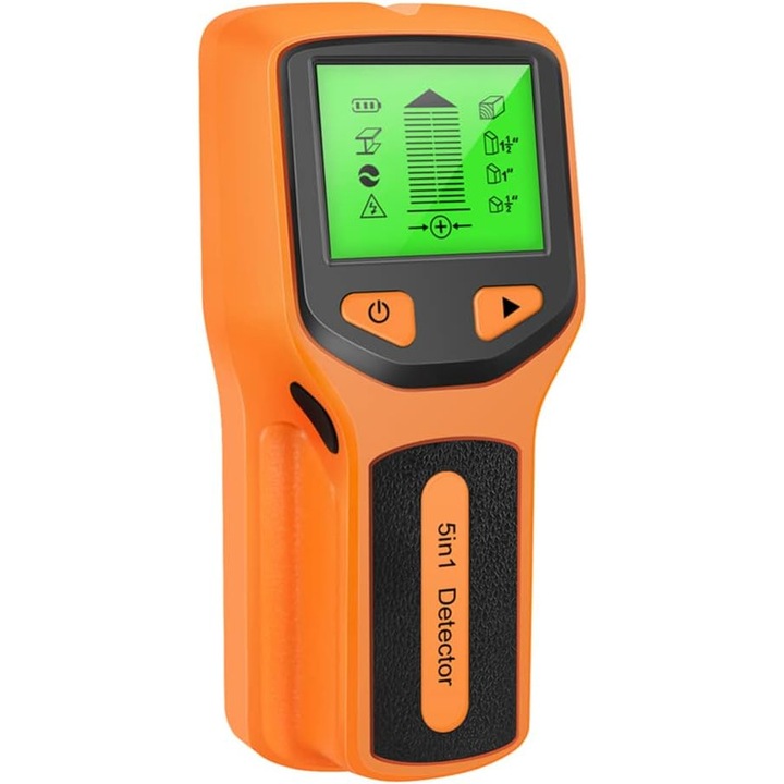 Detector de perete 5-in-1, unelte si aparate de masura, display LCD inalta definitie, portocalie