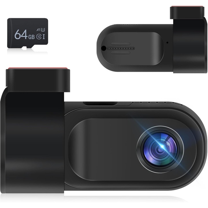 Camera auto DVR, dual 1080P, senzor de gravitate, noapte, 64GB