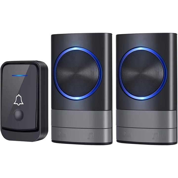 Sonerie wireless, 52 tonuri, 1000ft raza waterproof, set cu 2 receptoare
