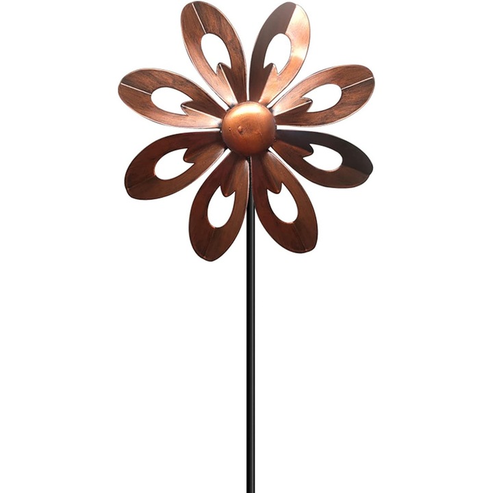 Moara de vant pentru gradina, metal, sculptata cinetic, cupru, dimensiuni variate
