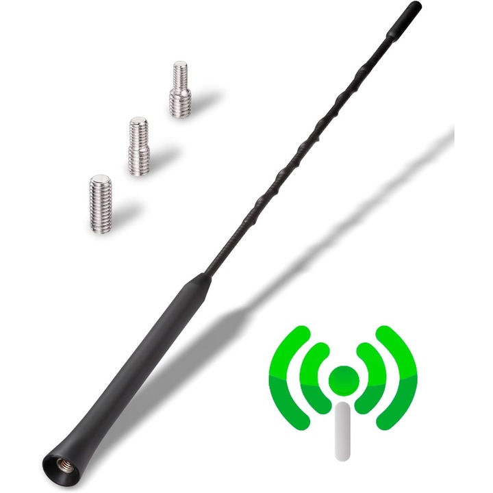 Antena auto universala 28cm, 3 adaptoare, receptie FM de calitate, design elegant