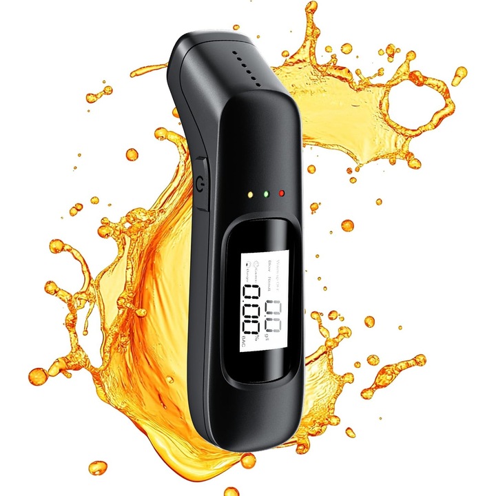 Tester alcoolemie contactless, senzor semiconductor, afisaj LCD, USB, 200mAh, negru