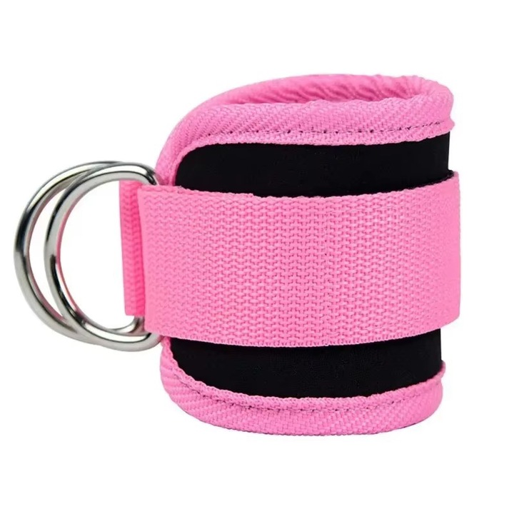 Set 2 Curele Glezna Fitness Reglabile pentru Cablu – Antrenament Fesieri, Picioare si Solduri, Accesorii Gym pentru Exercitii Corp Inferior, roz