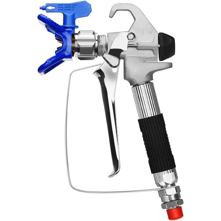 Pistol de vopsit, 3600 PSI, metal, set cu duza 517, culori: argintiu, albastru, negru