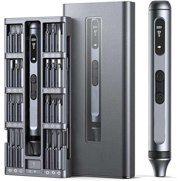 Set surubelnite electrice 50-in-1, 48 capete, design ergonomic, iluminare LED, acumulator 350mAh