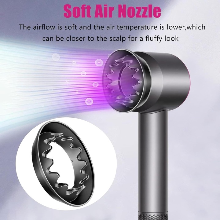 Set 2 bucati duze Gentle Air pentru uscatoare de par Dyson, culoare metalica