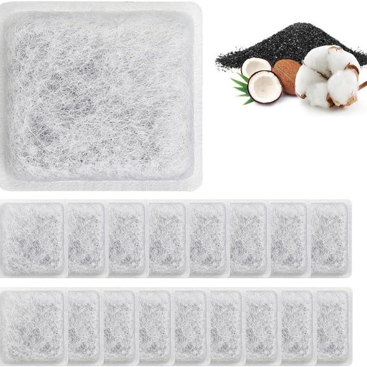 Set 18 filtre pentru fantana de apa pentru animale, carbon activat din nuca de cocos, pentru pisici si caini