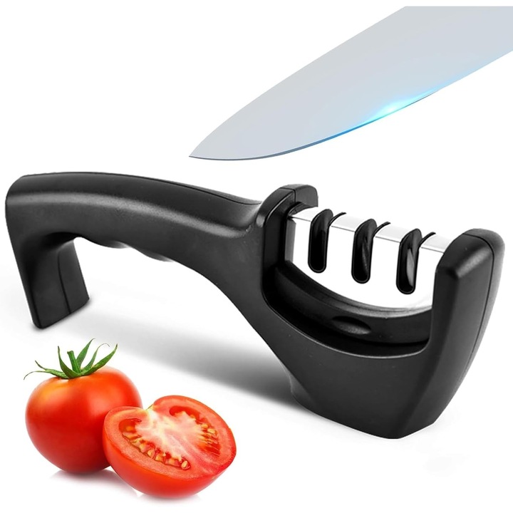 Ascutitoare de cutite, profesionala, cu 3 etape de ascutire, design anti-alunecare, portabila