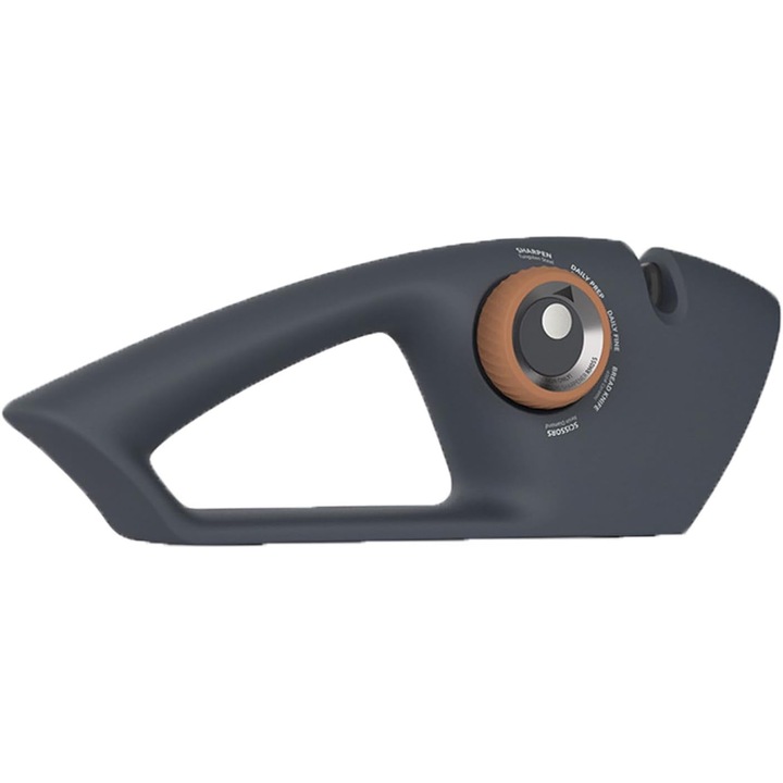 Ascutitoare 5 in 1 pentru cutite, sistem de ascutire din tungsten si ceramica, design antiderapant, gri carbune