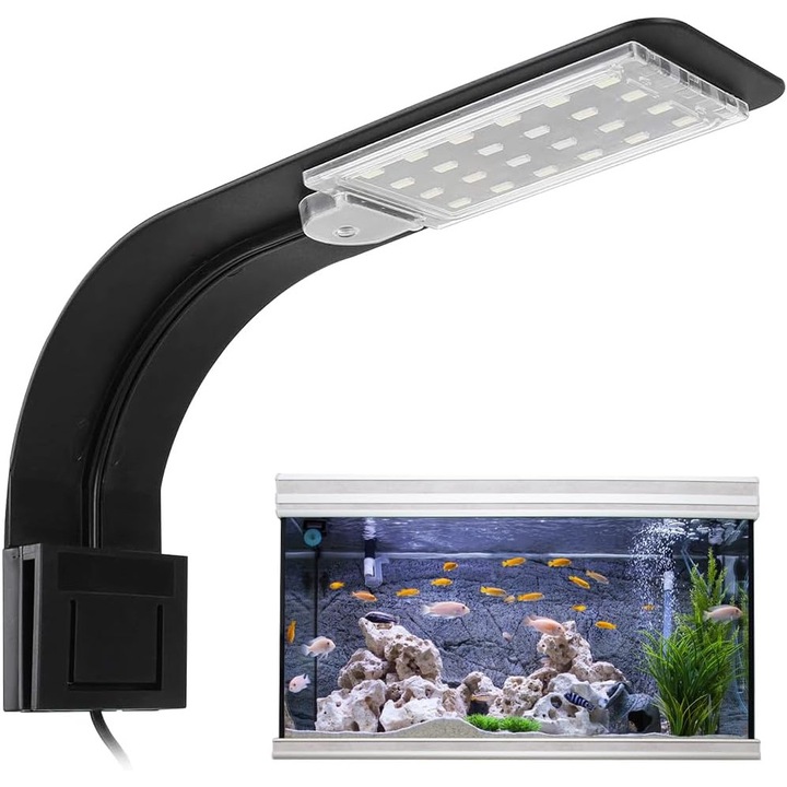 Lumina LED pentru acvarii, 10W, 24 LED-uri, montare cu clema, multicolor, dimensiuni variate
