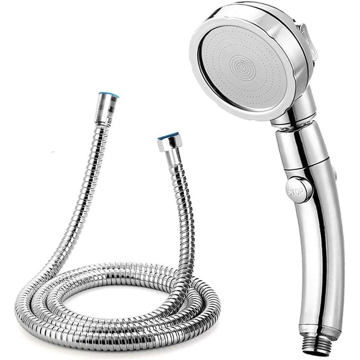 Cap de dus detasabil cu furtun de 1,5 metri, 3 moduri de pulverizare, design cu economisire de apa, rotativ 360 grade
