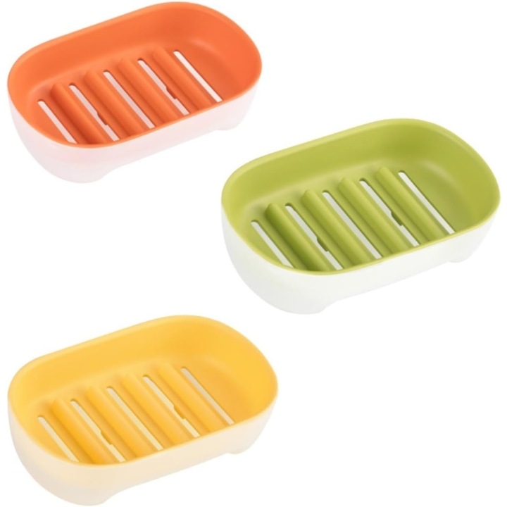 Suport pentru sapun din plastic, dublu strat, multicolor, 20x10cm