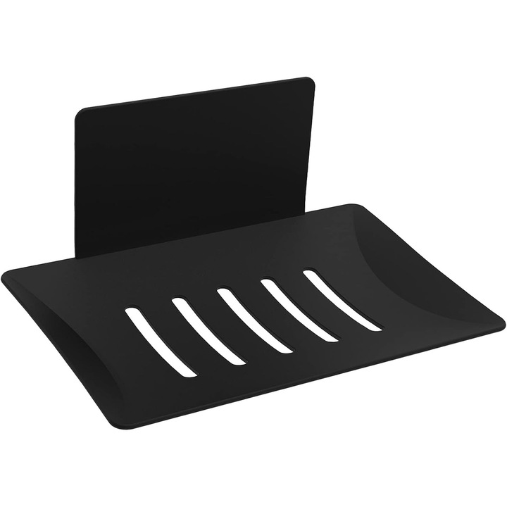 Suport pentru sapun montat pe perete, 5 sloturi, inox negru, set 1 buc.