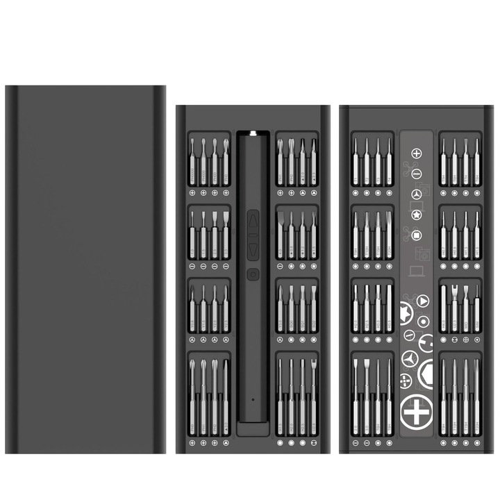 Set surubelnite electrice, 3 LED-uri, acumulator reincarcabil, pentru reparatii ceasuri si ochelari, multicolor