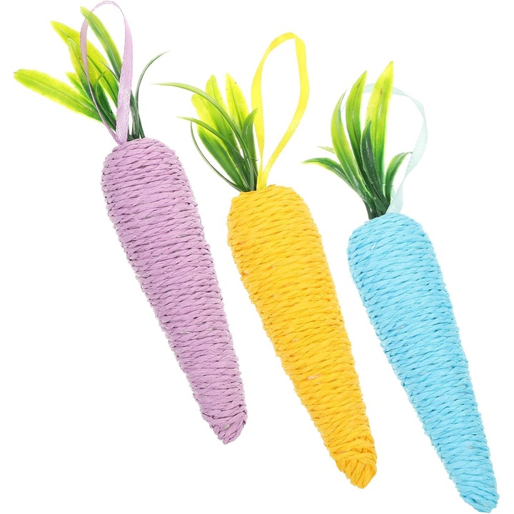 Set 18 morcovi de Paste suspendati, decorare pom de Paste, multicolor