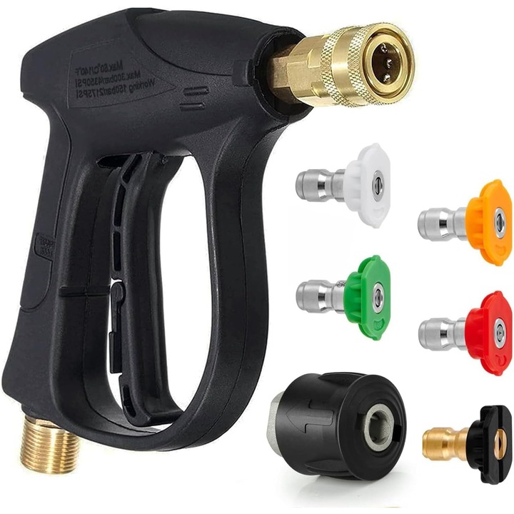 Pistol spalare presiune, scurt, adaptor M22 14mm, negru, 5 duze, 4350 PSI