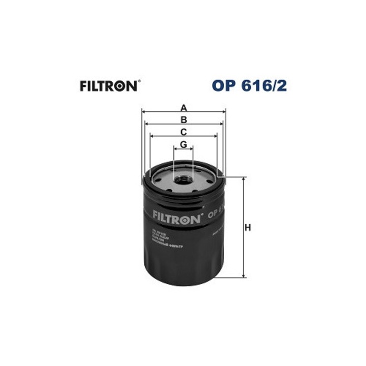 Olajszűrő FILTRON OP616/2, 72x63mm, 3/4-16 UNF, 97mm magasság, 77mm átmérő