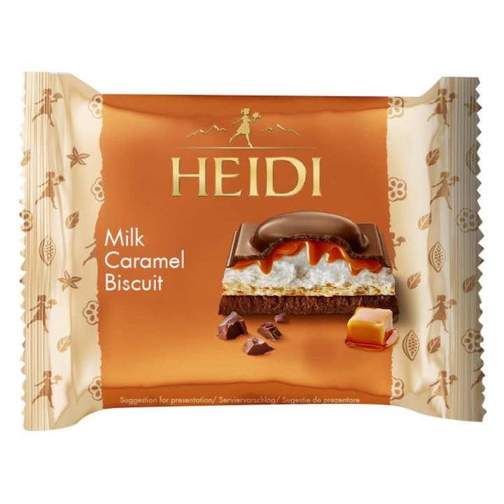 Pachet 2x Ciocolata Heidi lapte, caramel si biscuite 55gr