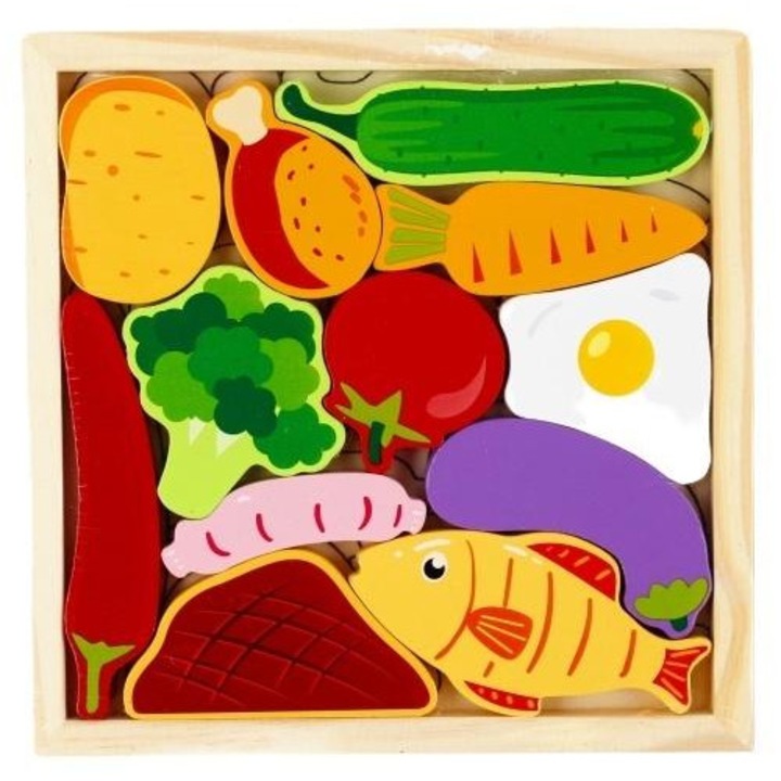 Oktató puzzle Mega Creative, 12 darabos készlet, zöldségek, többszínű