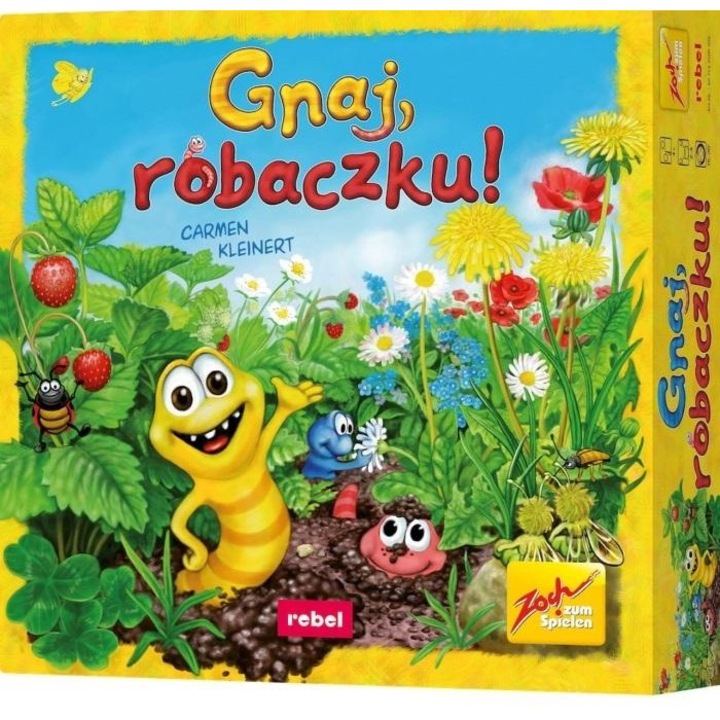 Joc de societate Gnaj, robaczku!, REBEL, set complet, 60 fragmente, multicolor, 4 jucatori