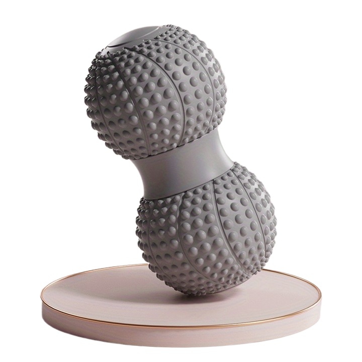 Сив масажен фъстък за йога - TPE материал, 13 см x 6,5 см, идеален за отпускане на мускулите на гръбначния стълб и фитнес тренировки за възрастни