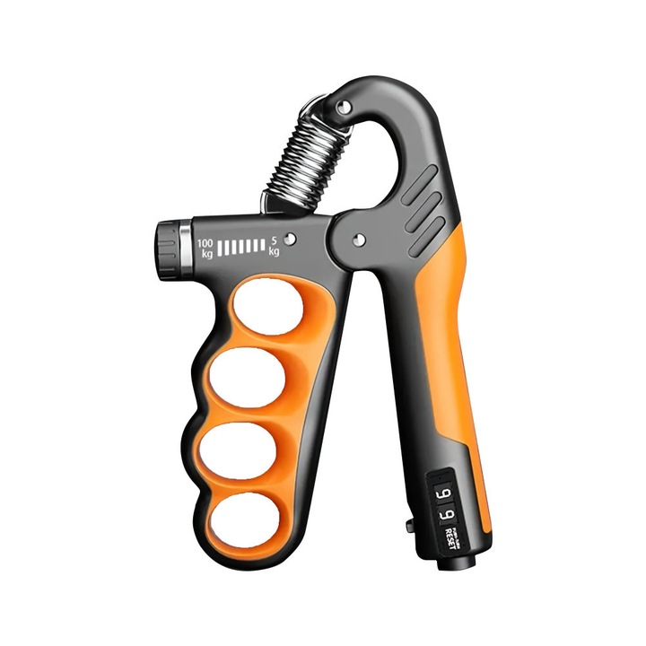 1 Bucata Antrenor De Forta A Prinderii Portocaliu - Rezistenta Reglabila 5-100KG, Contor Mecanic De Mana, TPR/PP/Otel, 6.3 x 4.33 Inch, Ideal Pentru Antrenament De Forta