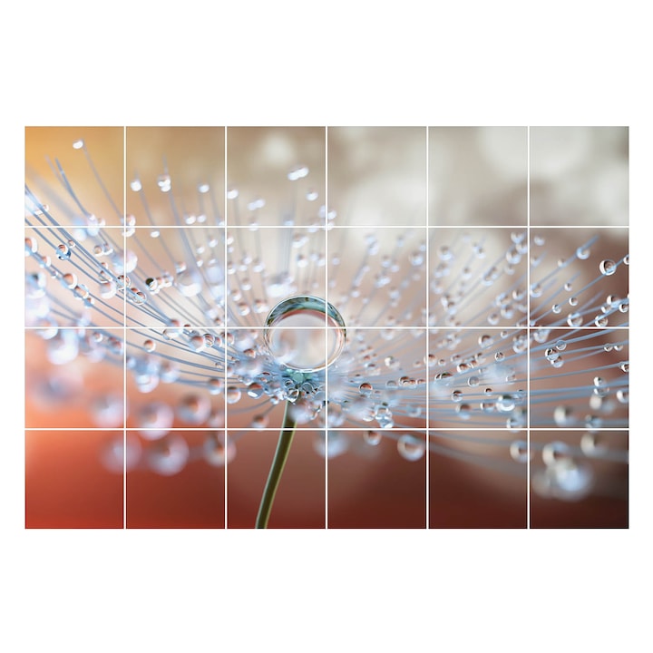 Csempe matrica, Wallfluent, Finom hajtásra esik, Szürke, 20x20 cm, 24 darab, Dekorációs, 010140070290000010549