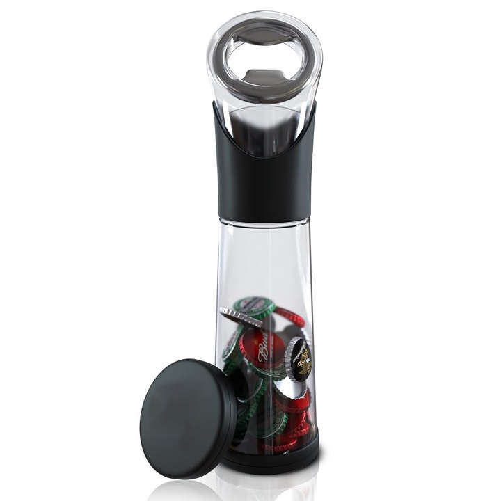 Üvegnyitó gyűjtőedénnyel, BOMSTOM, Könnyen használható, Könnyen tisztítható, Fekete, 5,5 x 5,5 x 20 CM