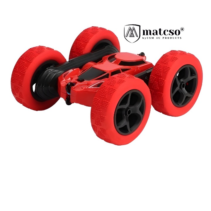 RC Kaszkadőr Autó Gyermekeknek, Matcso® 828A, Kétoldalas, 4x4 Összkerék-meghajtás, 360°-os Forgatás, 180 Fokos Fordulások, Nagy Sebesség, LED Világítás, Újratölthető Akkumulátor, 50 M Hatótávolság, Piros