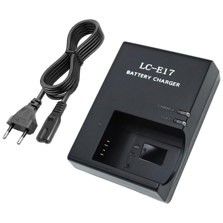 Incarcator baterie LC-E17, RASK, Compatibil cu Canon LP-E17, incarcare rapida, protectie supraincarcare, LED indicator, Negru