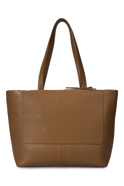 Massimo Castelli, Geanta shopper din piele cu model uni, Caramel