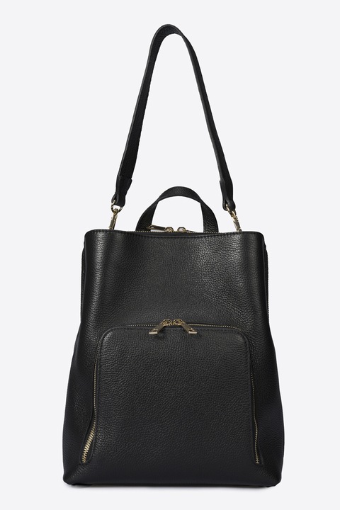 Massimo Castelli, Rucsac din piele cu buzunar exterior, Negru