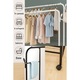 Suport de haine metalic suspendat, Brivoo, 150x110 cm, cu polita pentru pantofi si cizme, carlige laterale pentru genti si palarii, organizator spatiu robust si stabil, Alb