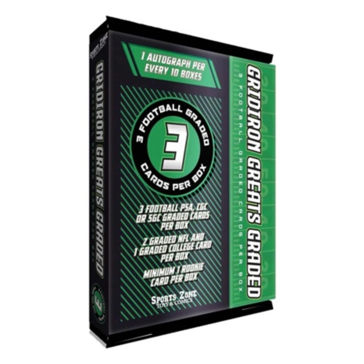 Случайни колекционерски картички Gridiron Greats Football - Кутия с 3 картички с оценка