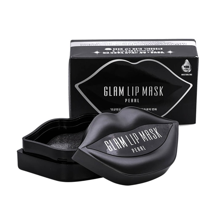 Plasturi hidrogel pentru buze BEAUUGREEN K-Beauty Glam Pearl, masca cu extract de perle, hidratare si regenerare, set 20 bucati