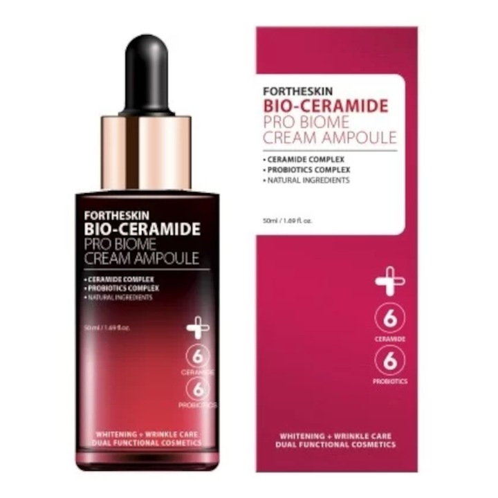 Koreai krém-szérum FORTHESKIN Bio-Ceramide K-Beauty 6 ceramiddal + 6 probiotikummal, hidratál, visszaállítja a rugalmasságot, javítja a barriert, 50ml