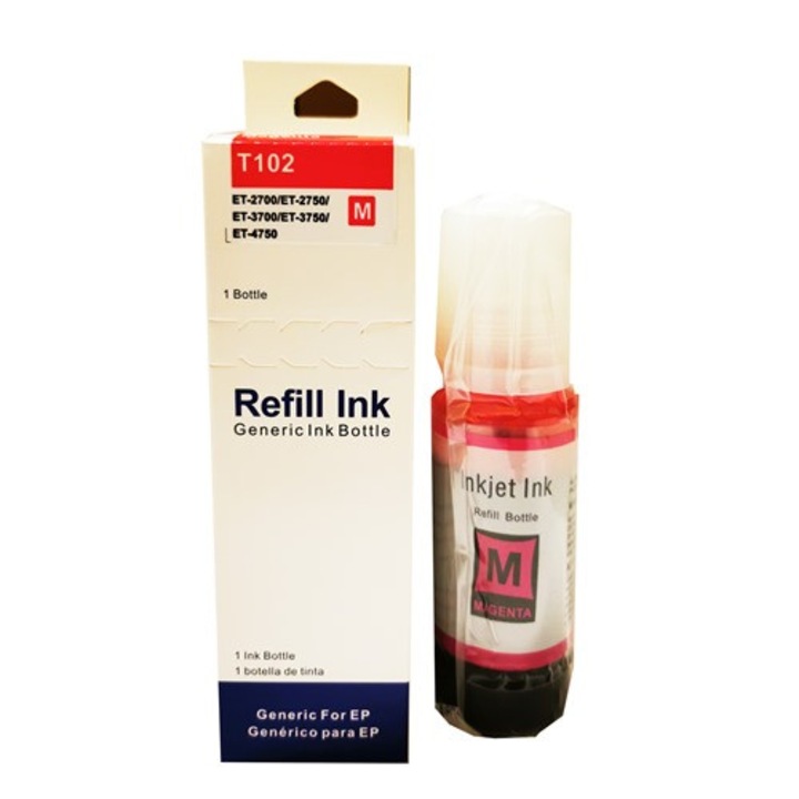 Professzionális Kompatibilis CISS tinta, Epson, Eps ET-102 CISS - M 70ml, Magenta, Kompatibilis az EcoTank L1110, L11160, L1210, L1250, L14150, L15150, L15160, L3110, L3111, L3150, L3151, L3156, L3160, L3210, L3211, L3250, L32 modellekkel