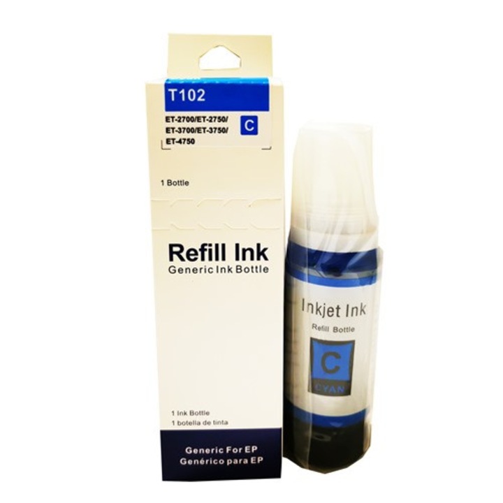 Professzionális kompatibilis CISS tinta, Epson, Eps ET-102 CISS - C 70ml, cián, kompatibilis az EcoTank L1110, L11160, L1210, L1250, L14150, L15150, L15160, L3110, L3111, L3150, L3151, L3156, L3160, L3210, L3211, L3250, L32