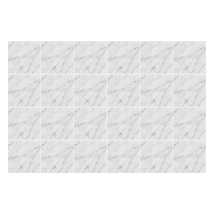 Öntapadós csempe matrica, Wallfluent, Kő márvány hatás, Fehér, 20x20 cm, 24 darab, Dekorációs, 010140070290000007872