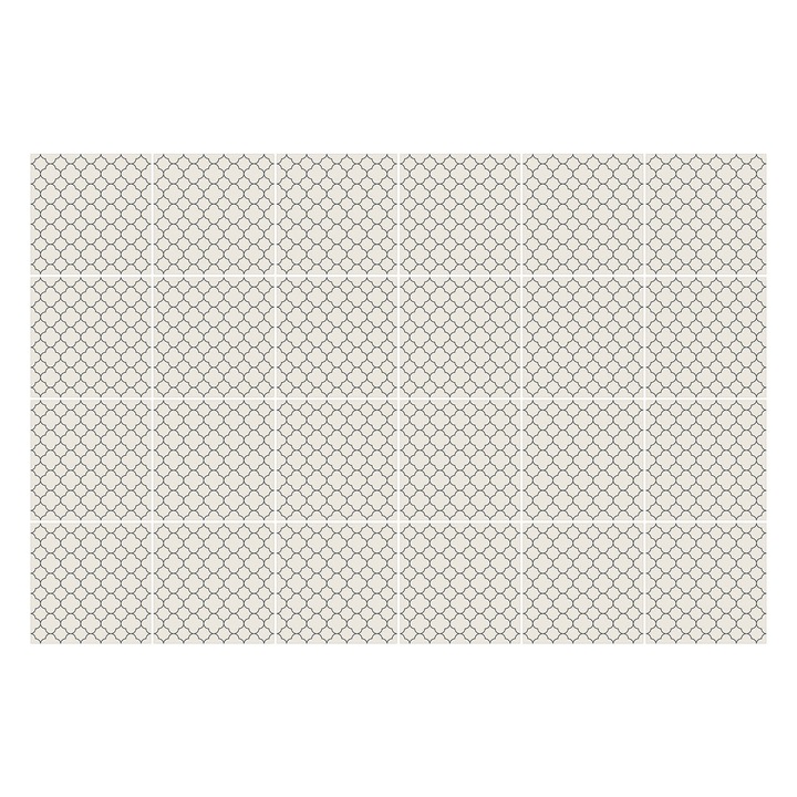 Matrica szett falra vagy csempére, Wallfluent, Hatszögletű motívumok rácsban, Bézs, 20x20 cm, 24 darab, Dekorációs, 010140070290000033377