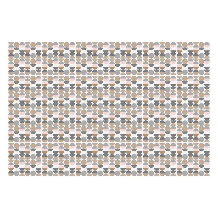 Matrica szett falra vagy csempére, Wallfluent, Geometrikus ovális motívumok, Szürke, 20x20 cm, 24 darab, Dekorációs, 010140070290000033421