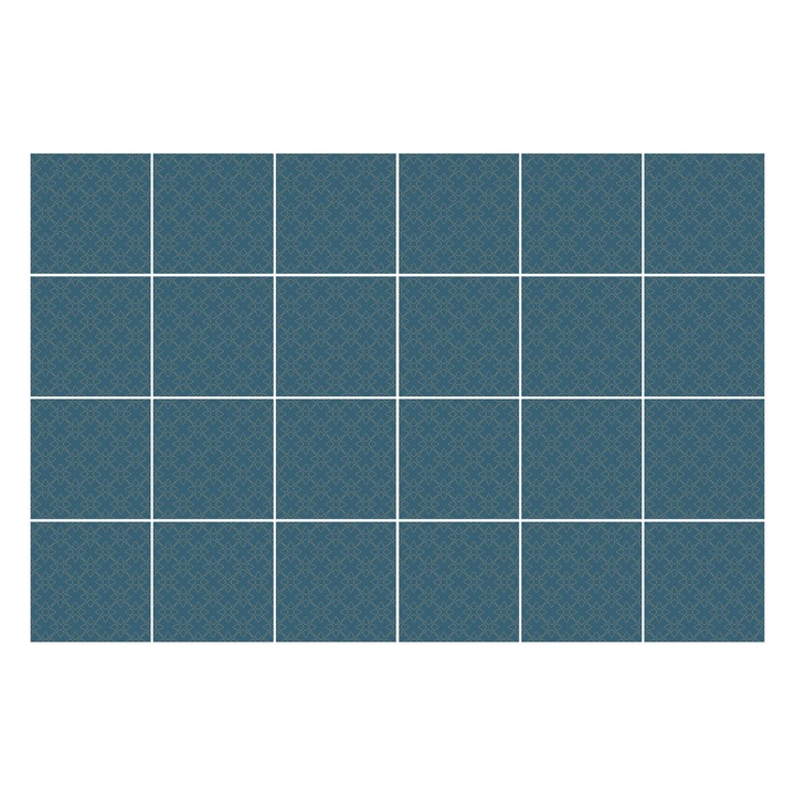 Matrica szett falra vagy csempére, Wallfluent, Geometria az ismételhetőségben, Tengerészkék, 20x20 cm, 24 darab, Dekorációs, 010140070290000033408