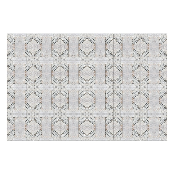 Öntapadós csempe matrica, Wallfluent, Geometria a szimmetriában, Szürke, 15x15 cm, 24 darab, Dekorációs, 010140070240000033457