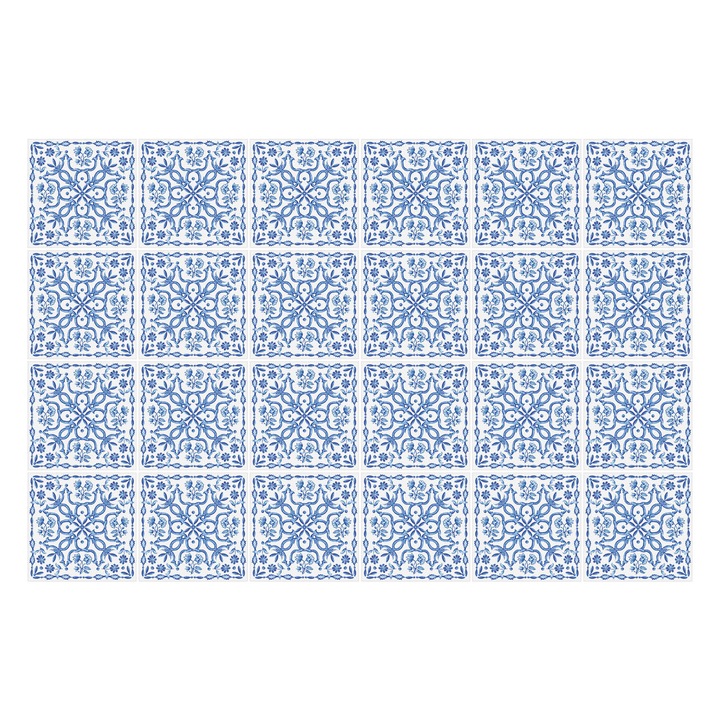 Öntapadós csempe matrica, Wallfluent, Kék csempe, Kék, 20x20 cm, 24 darab, Dekorációs, 010140070290000033505